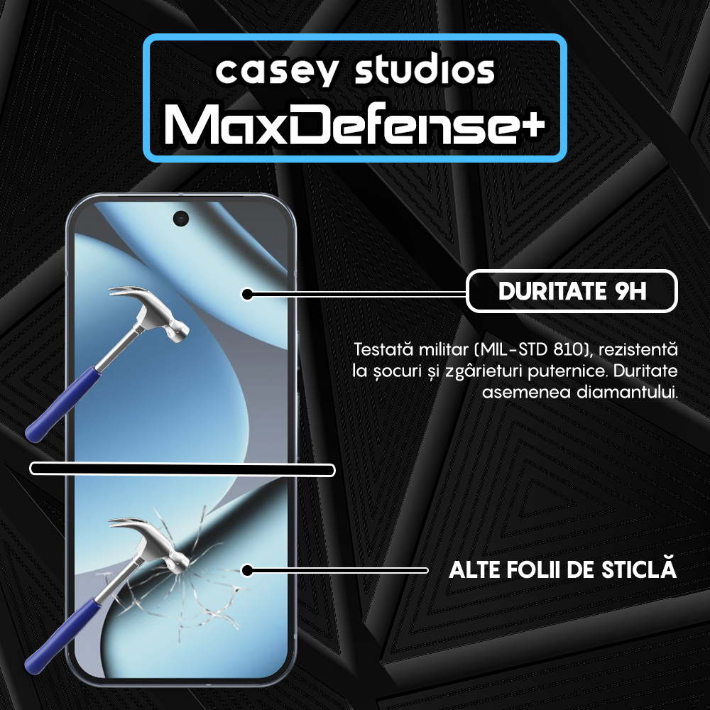 Folie Sticla MaxDefense+ - Google Pixel 10 Pro - Negru