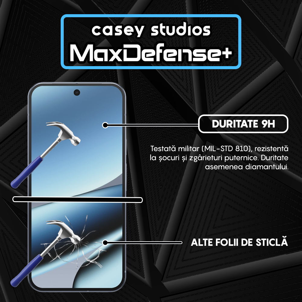 Folie Sticla MaxDefense+ - Google Pixel 10 Pro XL - Negru