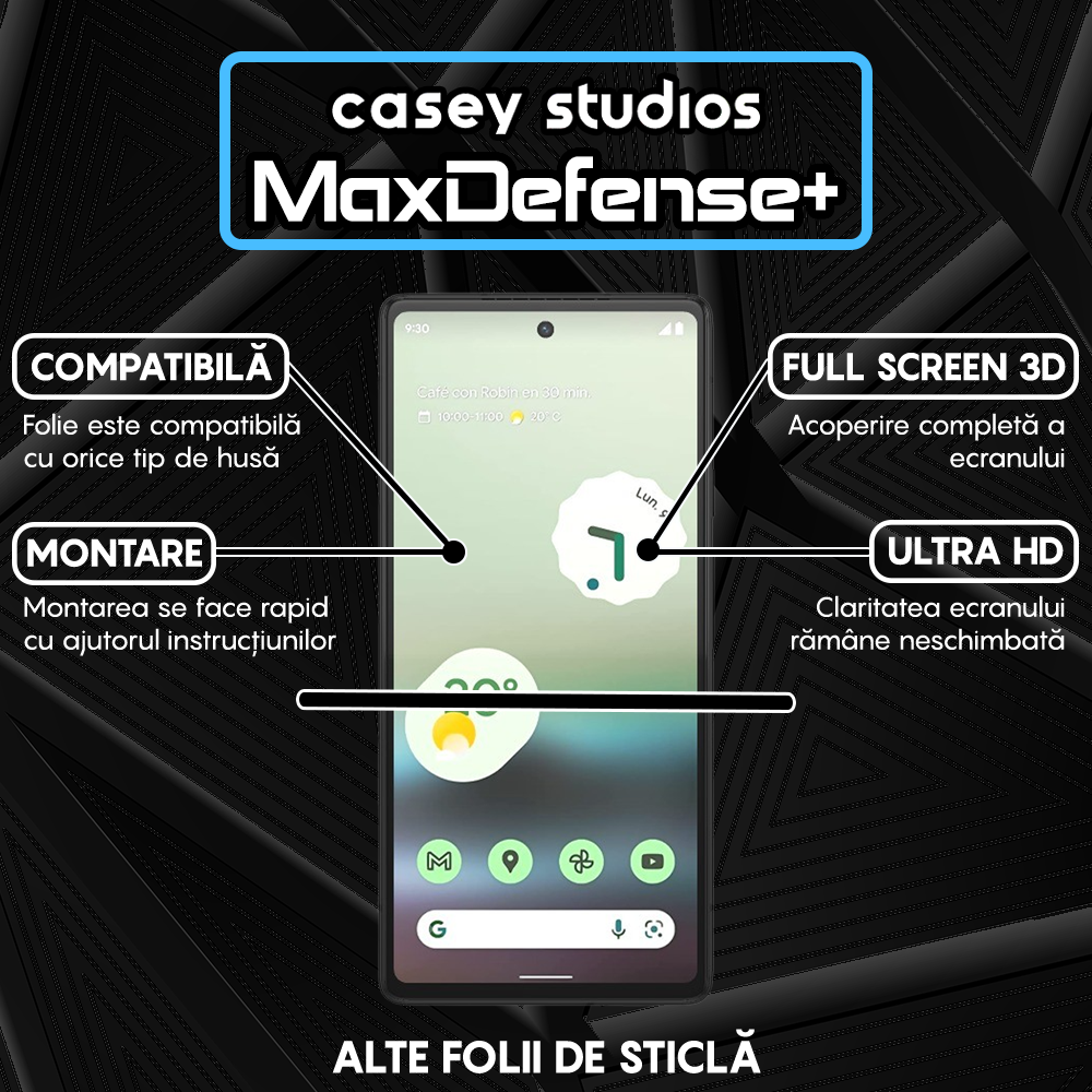 Folie Sticla MaxDefense+ - Google Pixel 6a - Negru