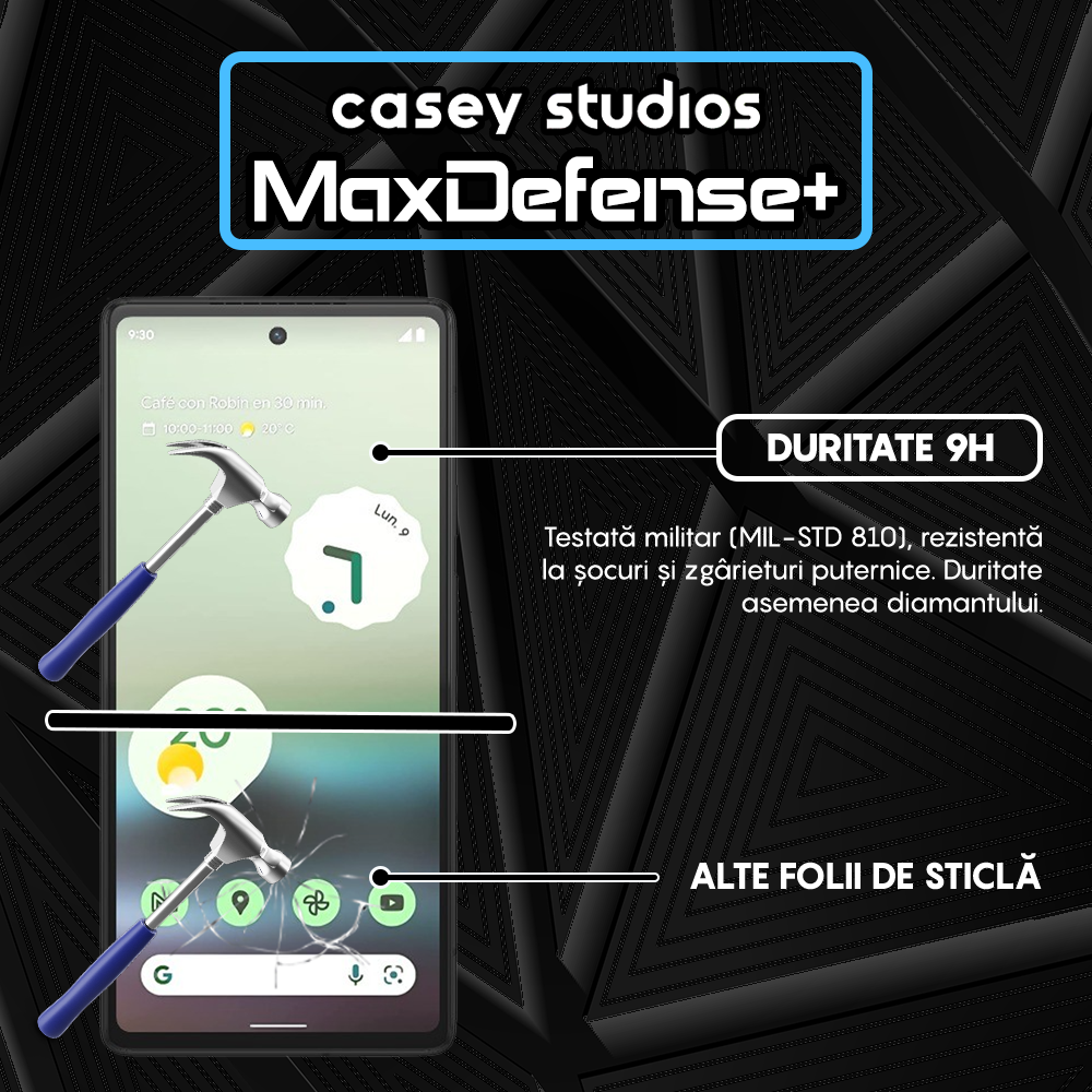 Folie Sticla MaxDefense+ - Google Pixel 6a - Negru