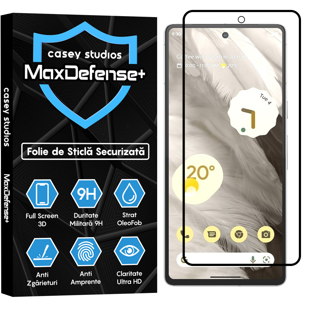 Folie Sticla MaxDefense+ - Google Pixel 7 - Negru