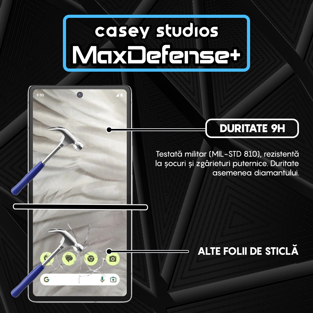Folie Sticla MaxDefense+ - Google Pixel 7a - Negru