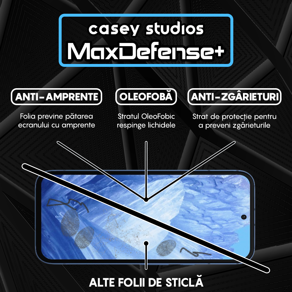 Folie Sticla MaxDefense+ - Google Pixel 8a - Negru