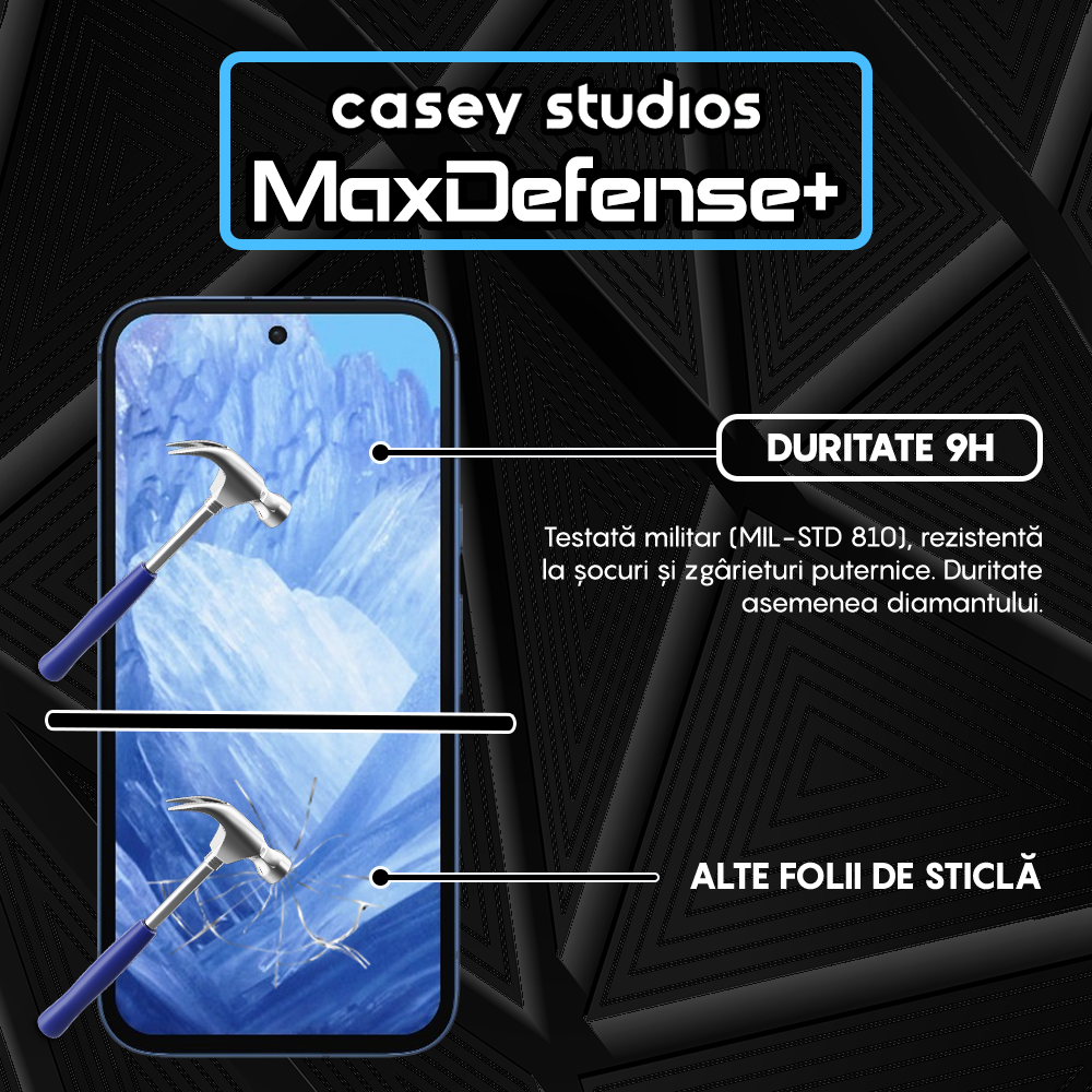 Folie Sticla MaxDefense+ - Google Pixel 8a - Negru