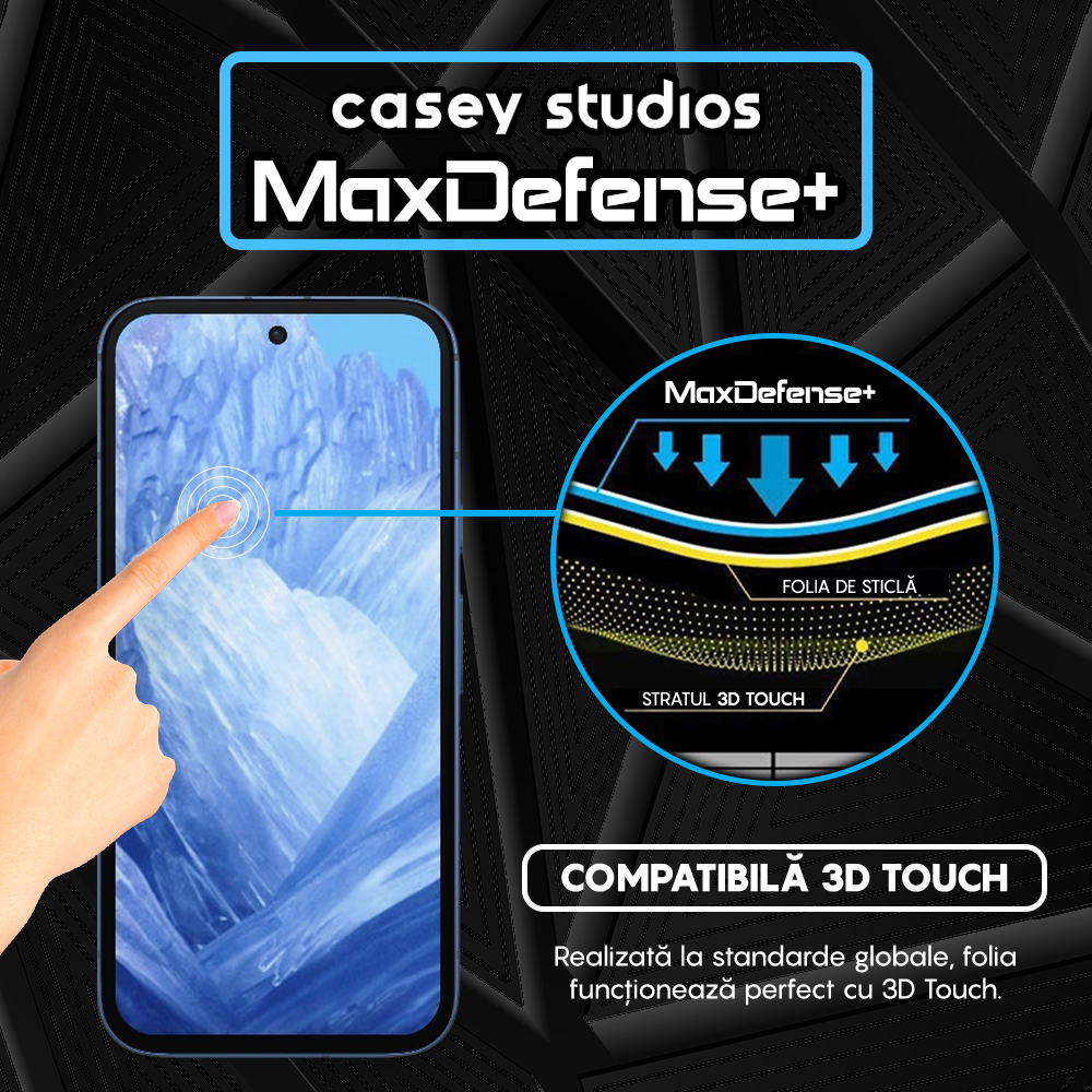 Folie Sticla MaxDefense+ - Google Pixel 8a - Negru