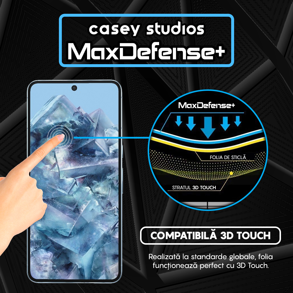 Folie Sticla MaxDefense+ - Google Pixel 8 Pro - Negru