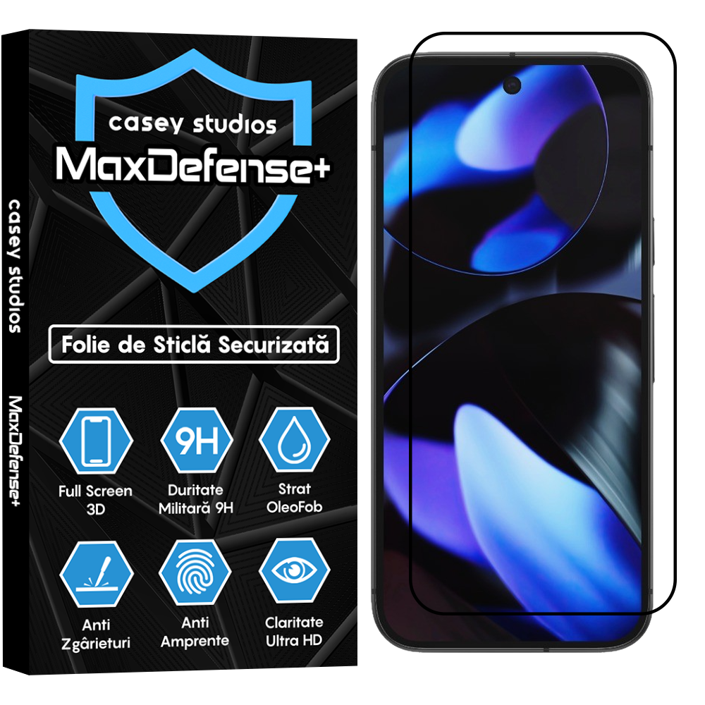 Folie Sticla MaxDefense+ - Google Pixel 9 - Negru