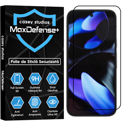 Folie Sticla MaxDefense+ - Google Pixel 9 - Negru