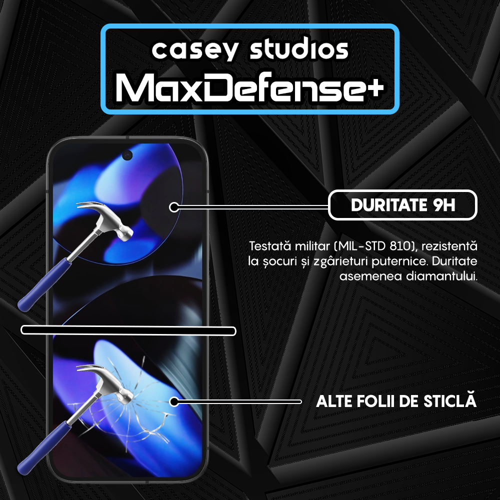 Folie Sticla MaxDefense+ - Google Pixel 9 - Negru