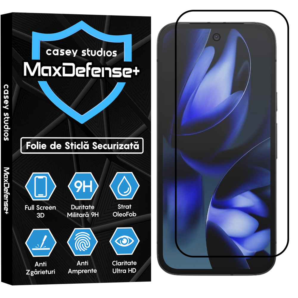 Folie Sticla MaxDefense+ - Google Pixel 9A - Negru