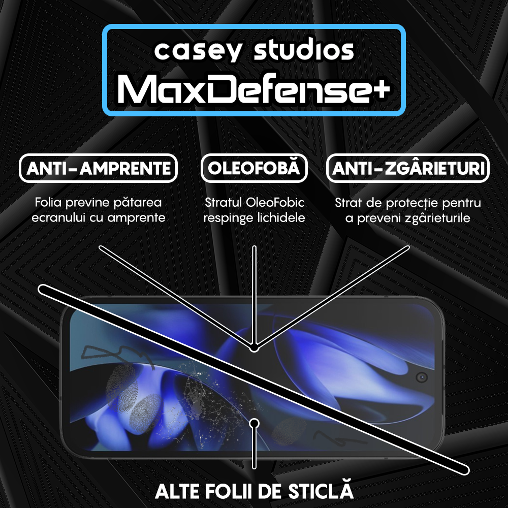 Folie Sticla MaxDefense+ - Google Pixel 9A - Negru