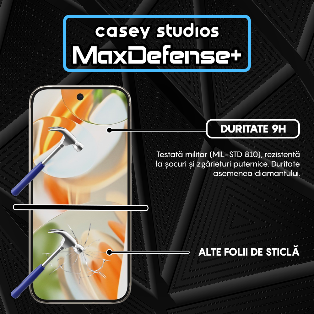Folie Sticla MaxDefense+ - Google Pixel 9 Pro - Negru