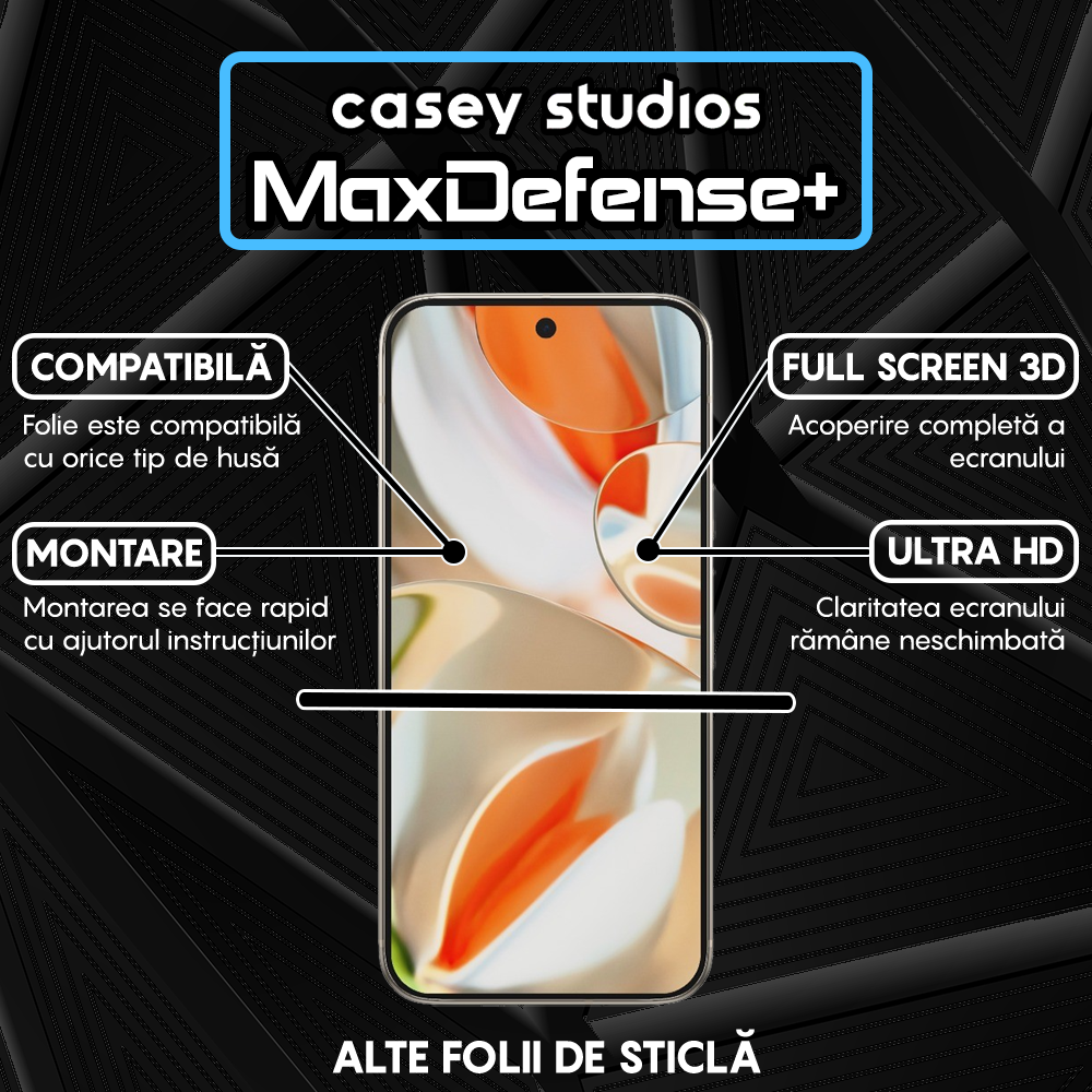 Folie Sticla MaxDefense+ - Google Pixel 9 Pro XL - Negru