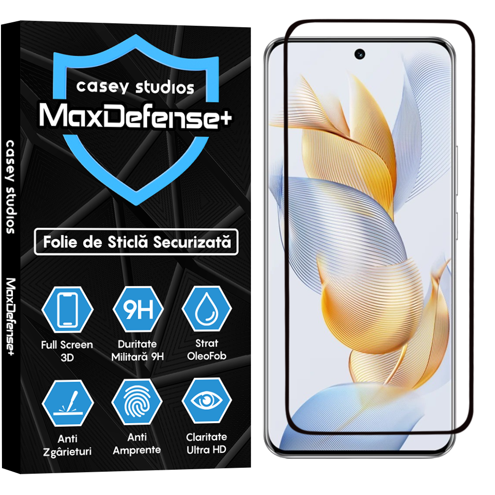 Folie Sticla MaxDefense+ - Honor 90 - Negru