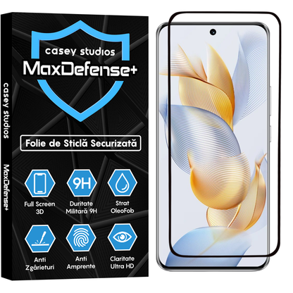 Folie Sticla MaxDefense+ - Honor 90 - Negru