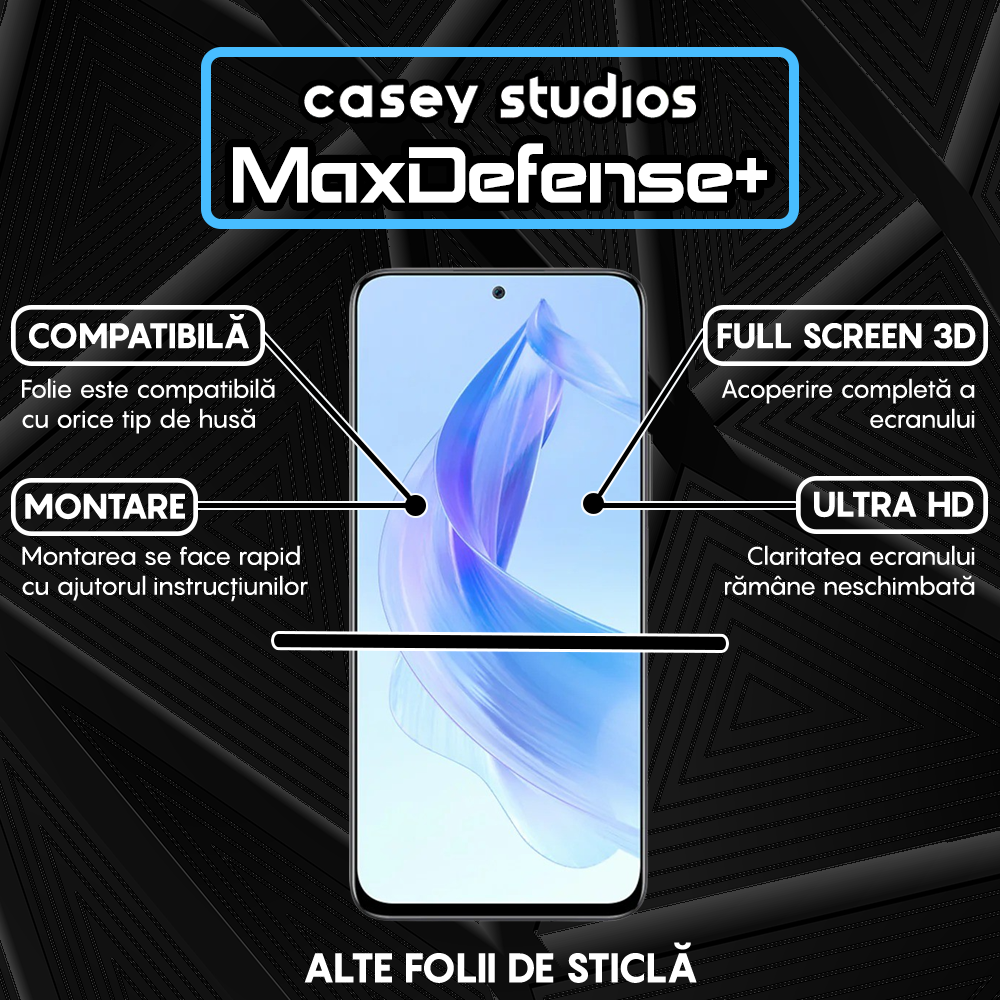 Folie Sticla MaxDefense+ - Honor 90 Lite - Negru