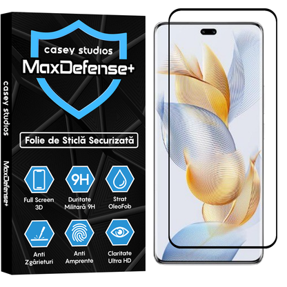 Folie Sticla MaxDefense+ - Honor 90 Pro - Negru