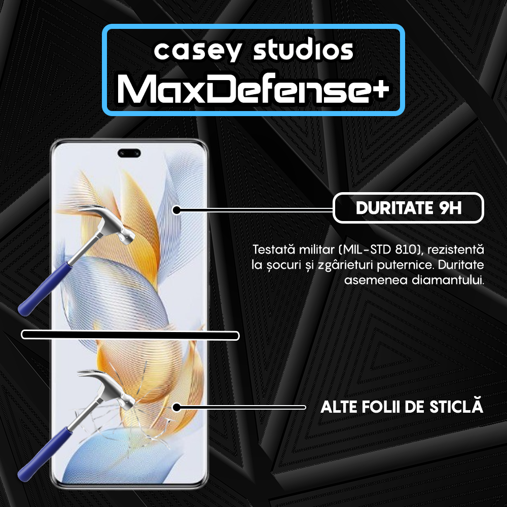 Folie Sticla MaxDefense+ - Honor 90 Pro - Negru