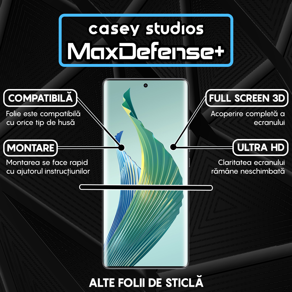Folie Sticla MaxDefense+ - Honor Magic5 - Negru