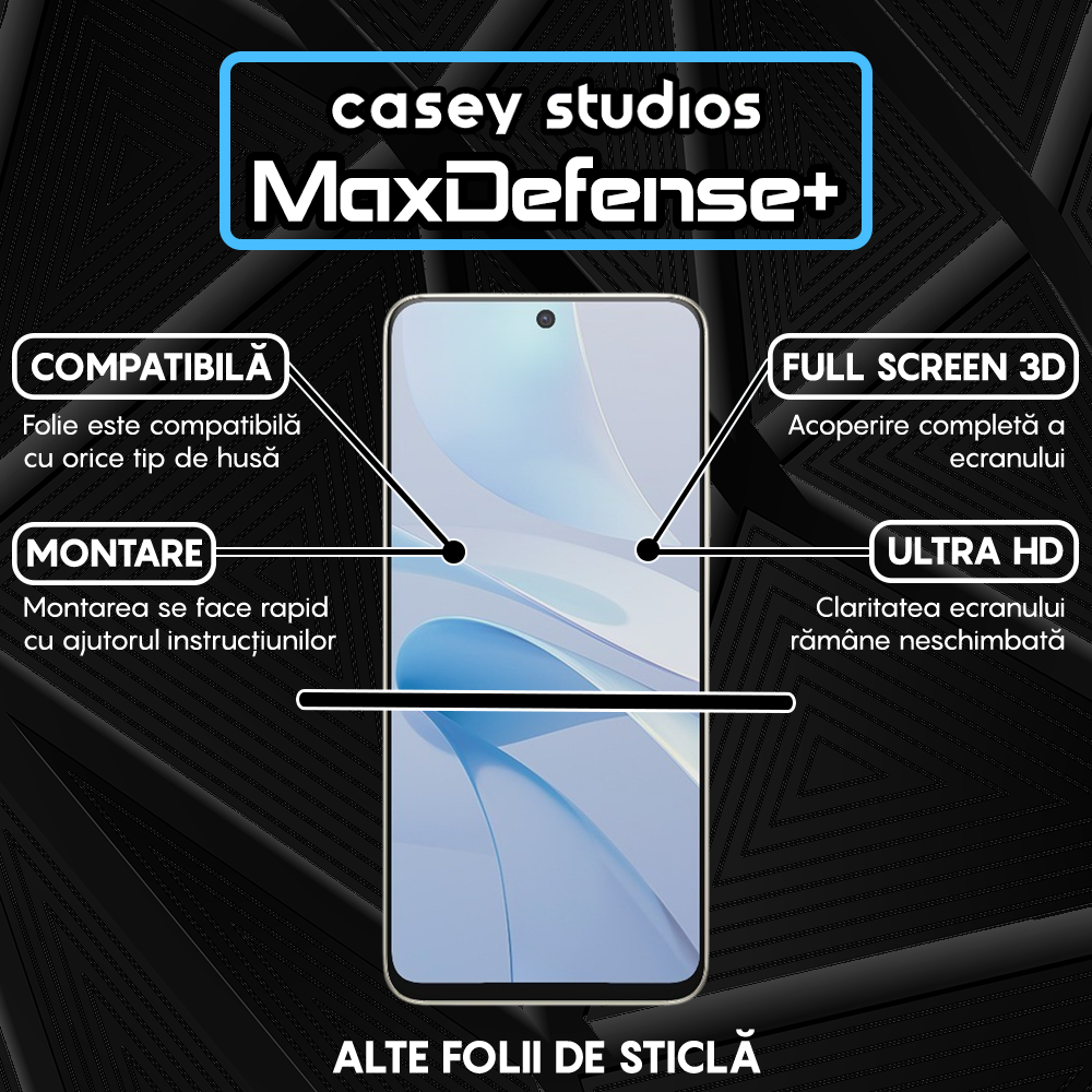 Folie Sticla MaxDefense+ - Huawei nova 13i - Negru