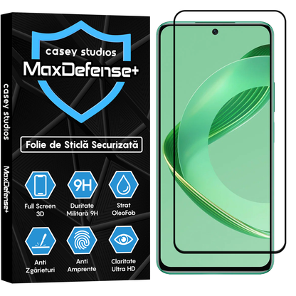Folie Sticla MaxDefense+ - Huawei nova 12 - Negru