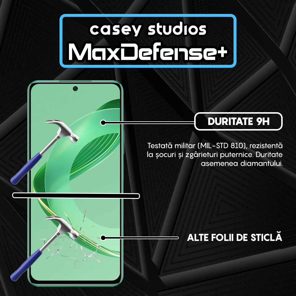 Folie Sticla MaxDefense+ - Huawei nova 12 - Negru