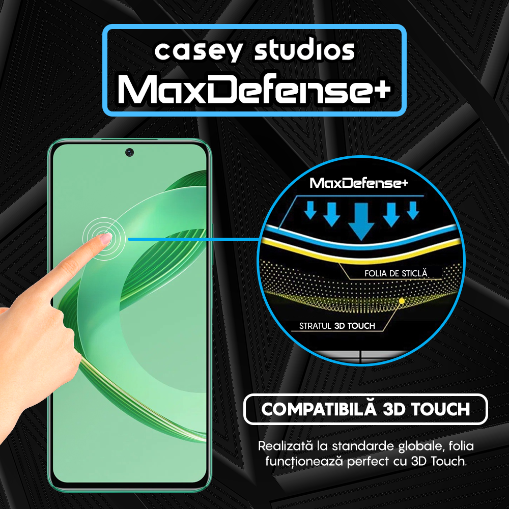 Folie Sticla MaxDefense+ - Huawei nova 12 - Negru