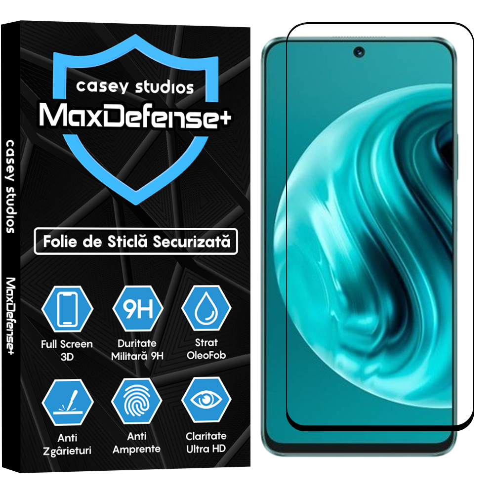 Folie Sticla MaxDefense+ - Huawei nova 12i - Negru