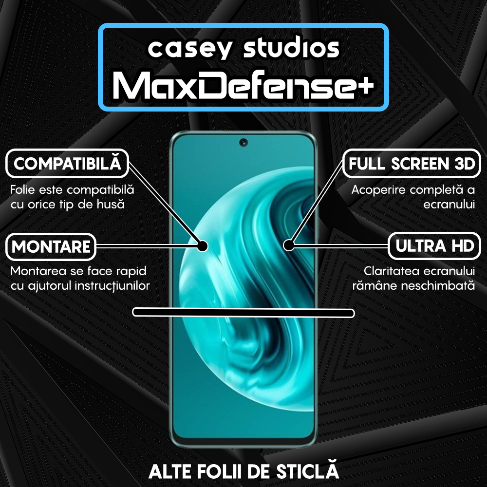 Folie Sticla MaxDefense+ - Huawei nova 12i - Negru