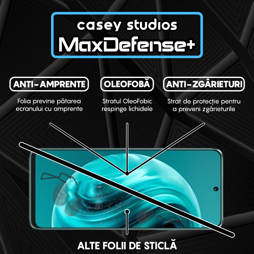 Folie Sticla MaxDefense+ - Huawei nova 12i - Negru
