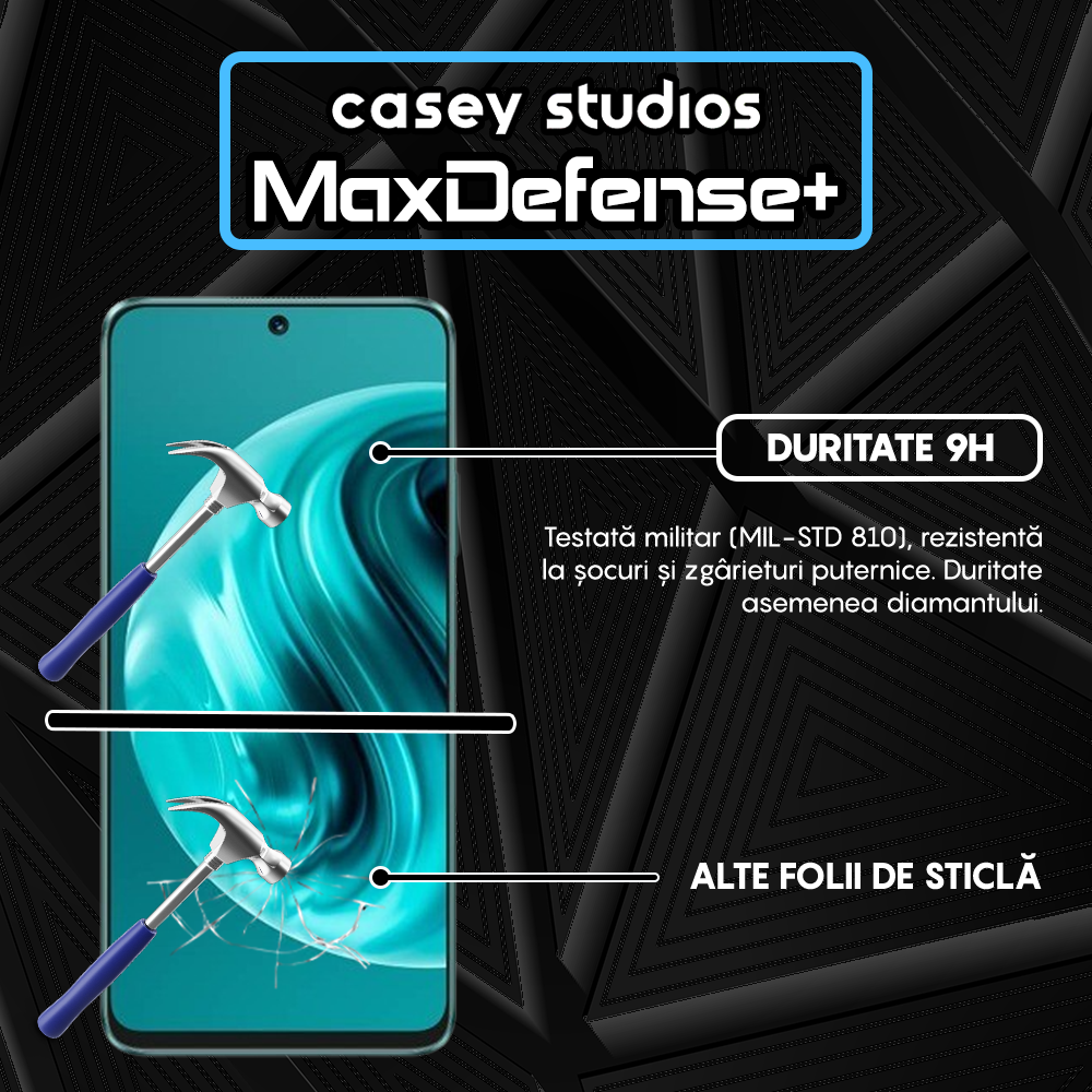 Folie Sticla MaxDefense+ - Huawei nova 12i - Negru