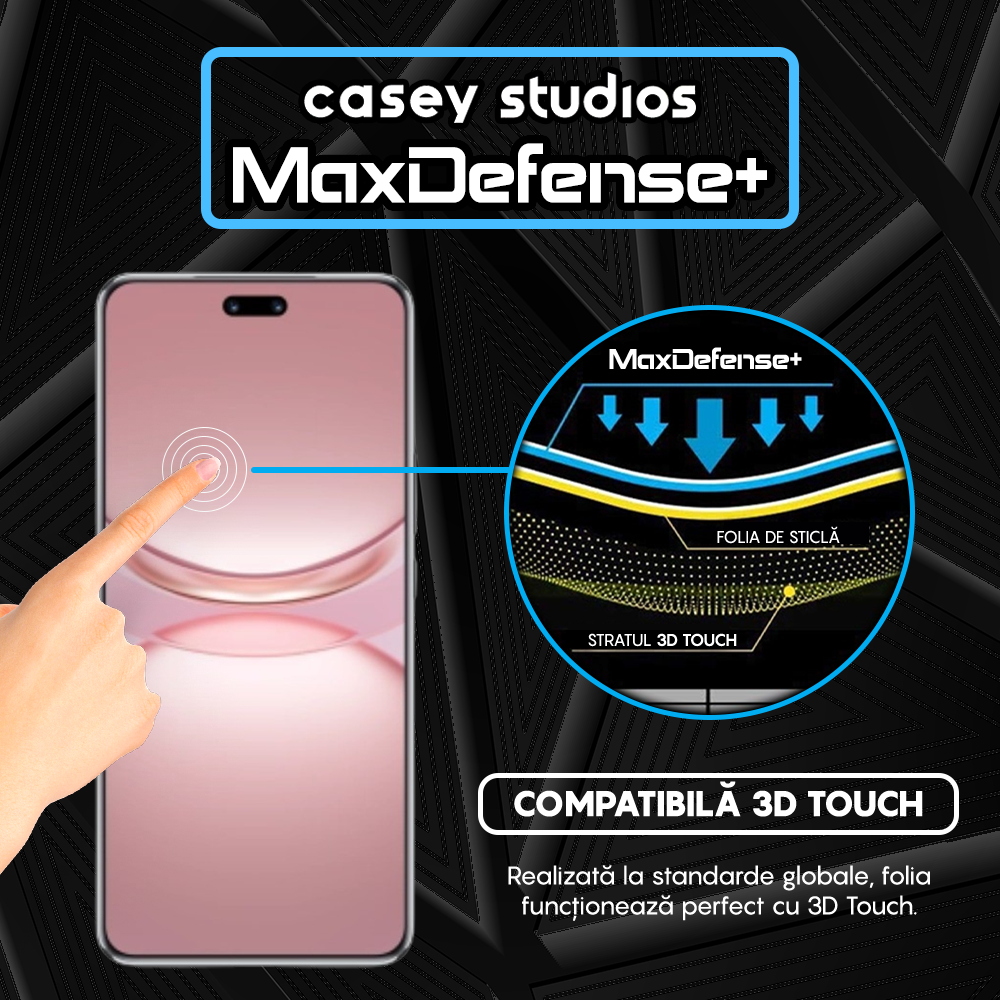 Folie Sticla MaxDefense+ - Huawei nova 12 Pro - Negru