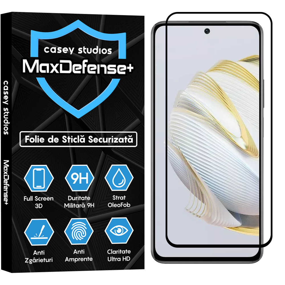 Folie Sticla MaxDefense+ - Huawei nova 12 SE - Negru