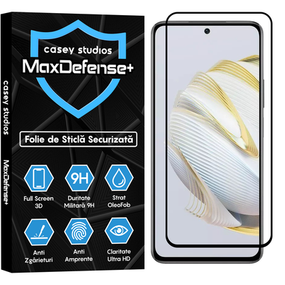 Folie Sticla MaxDefense+ - Huawei nova 12 SE - Negru