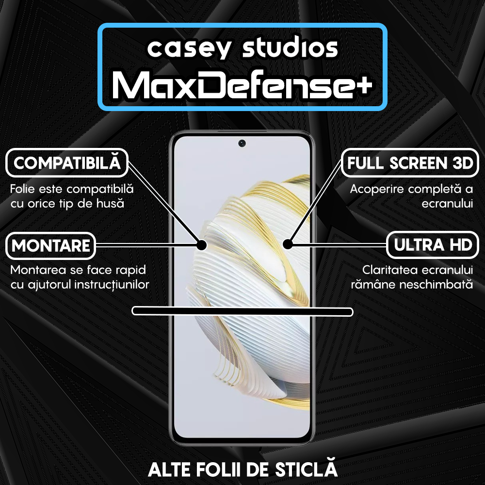 Folie Sticla MaxDefense+ - Huawei nova 12 SE - Negru