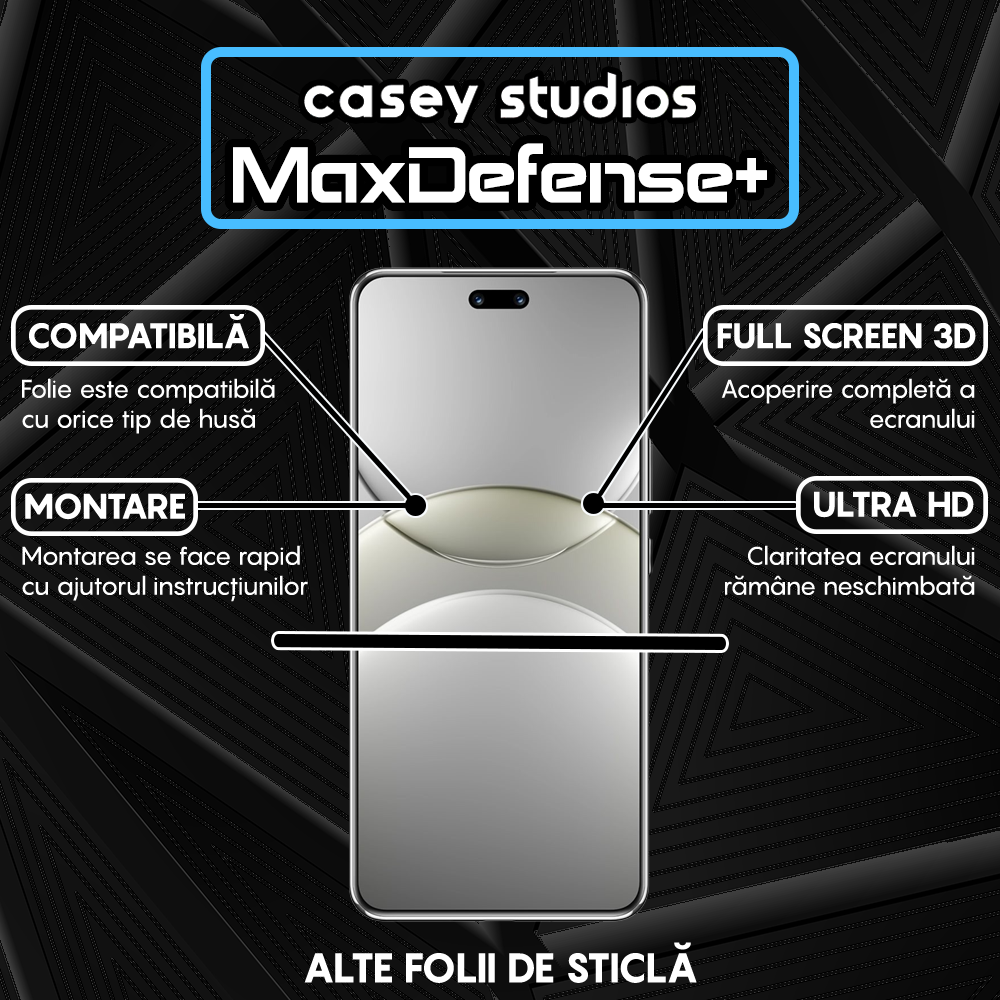 Folie Sticla MaxDefense+ - Huawei nova 12 Ultra - Negru