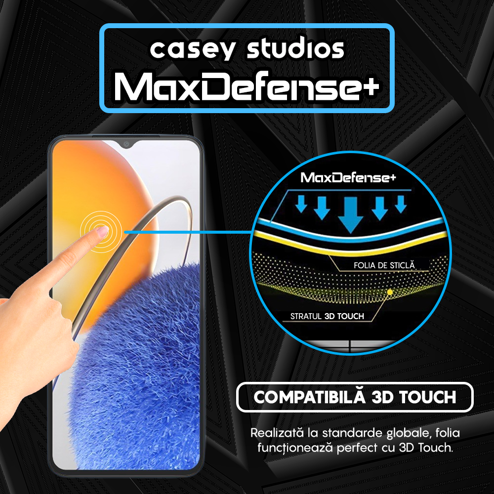 Folie Sticla MaxDefense+ - Huawei nova Y61 - Negru