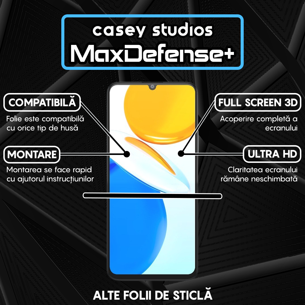 Folie Sticla MaxDefense+ - Honor X7 - Negru