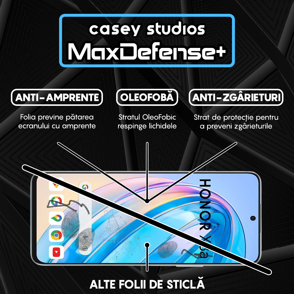Folie Sticla MaxDefense+ - Honor X8 4G/X8a - Negru