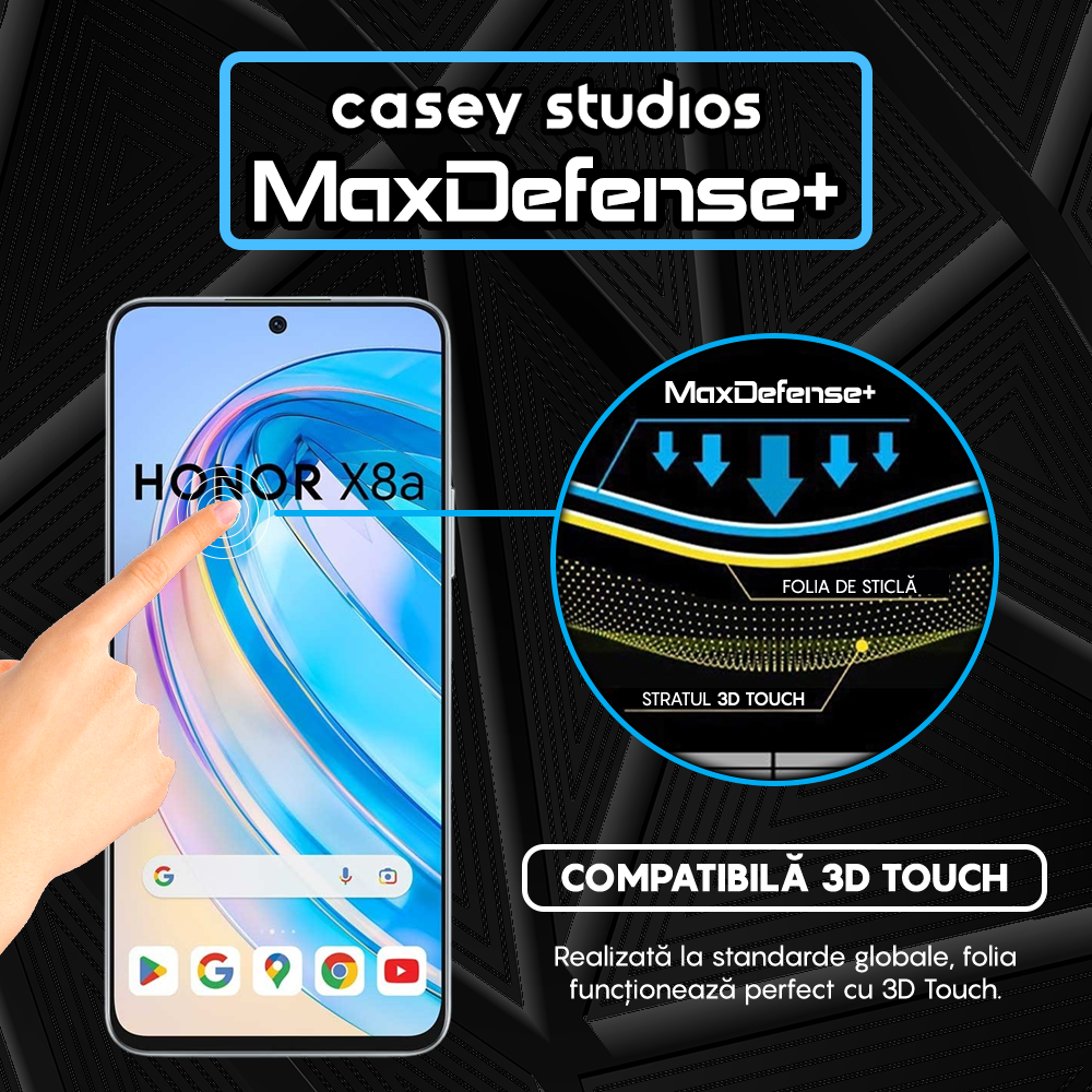 Folie Sticla MaxDefense+ - Honor X8 4G/X8a - Negru