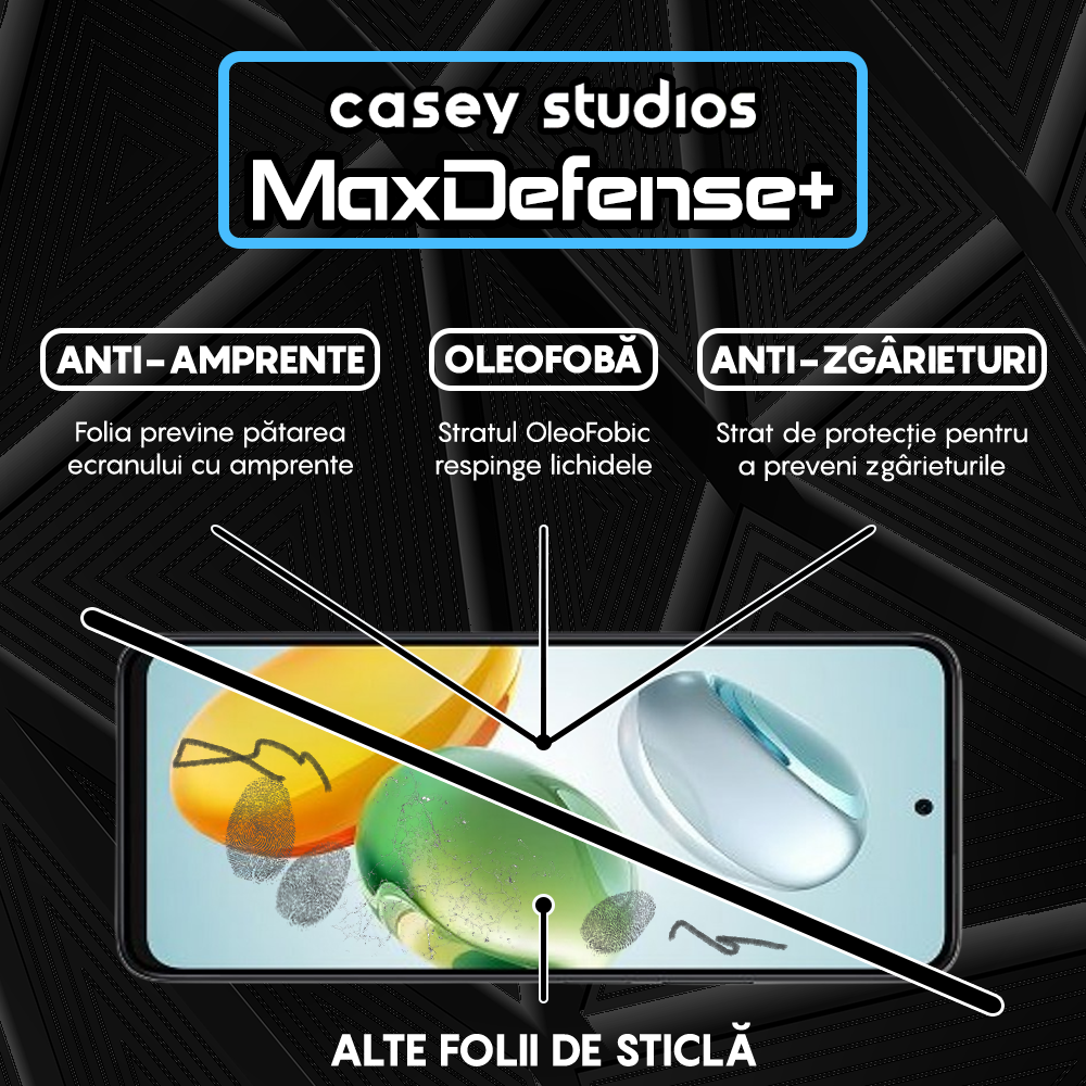 Folie Sticla MaxDefense+ - Honor Play 60 Plus - Negru