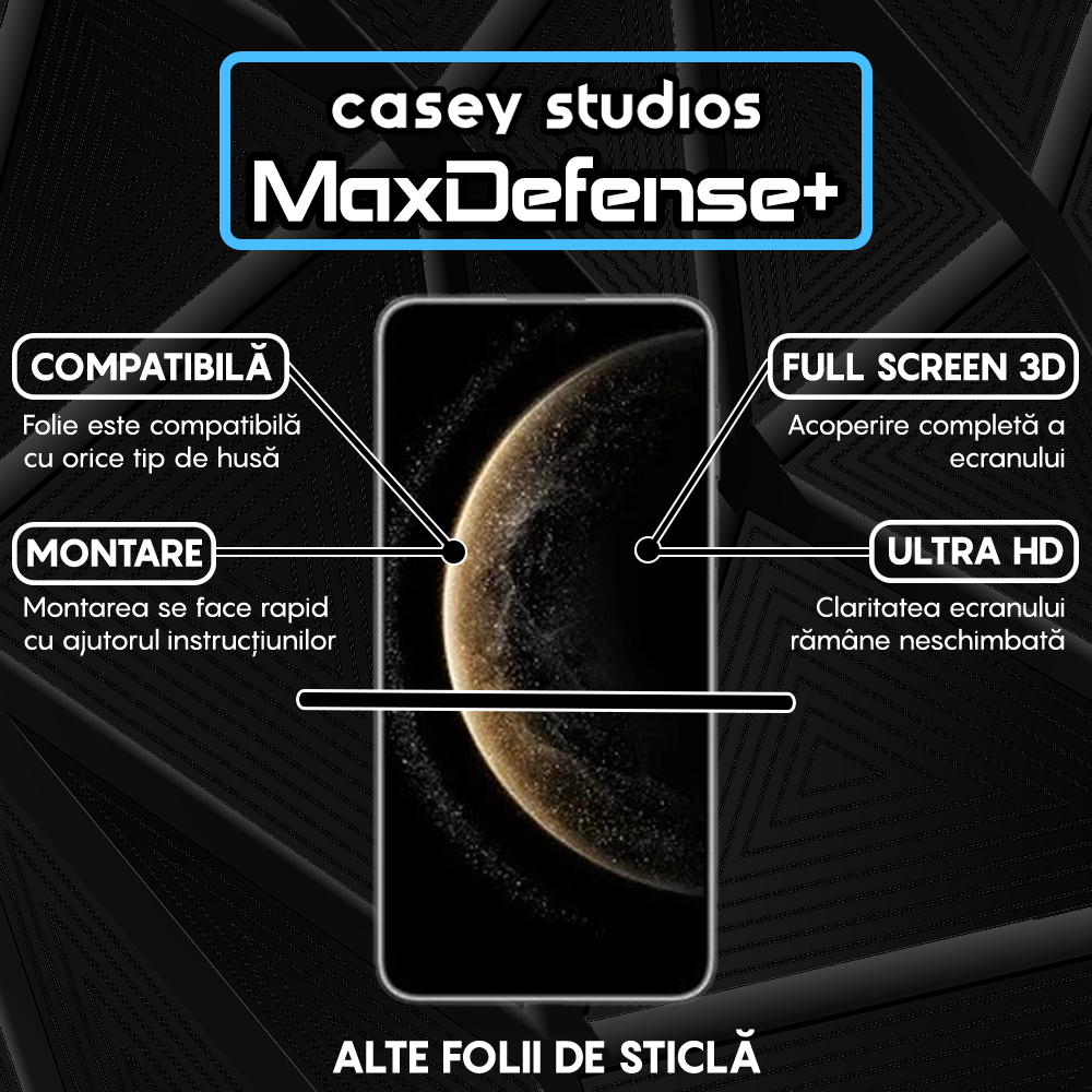 Folie Sticla MaxDefense+ - Huawei Pura 70 Ultra/70 Pro/70 Pro Plus - Negru