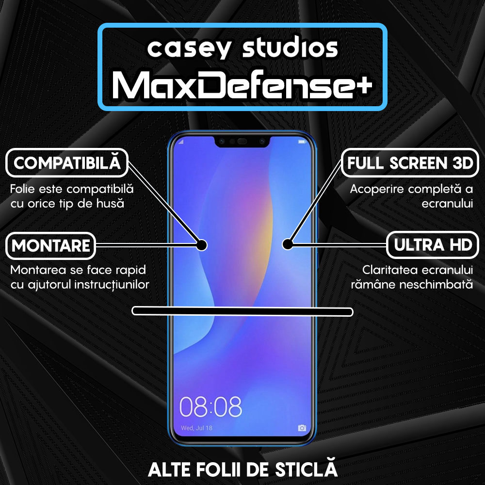 Folie Sticla MaxDefense+ - Huawei Honor 10 Lite/Honor 20 Lite/P Smart 2019/P Smart Plus 2019 - Negru