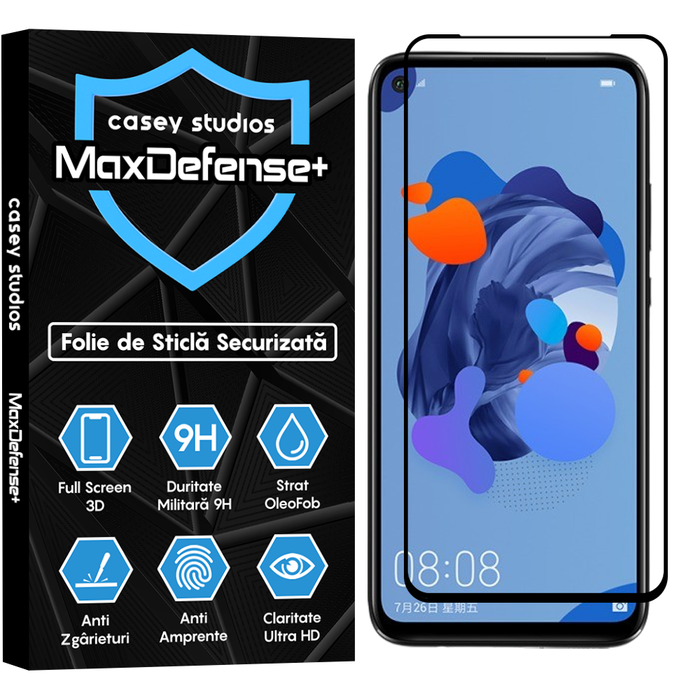 Folie Sticla MaxDefense+ - Huawei Honor 20/Honor 20 Pro/Mate 30 Lite/Nova 5T - Negru