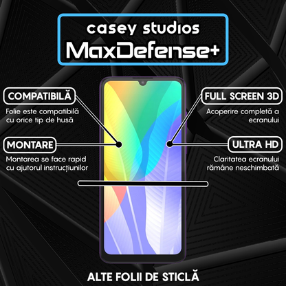 Folie Sticla MaxDefense+ - Huawei Honor 9A/Huawei Y6p - Negru