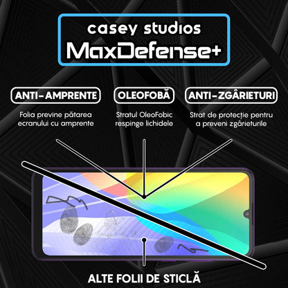 Folie Sticla MaxDefense+ - Huawei Honor 9A/Huawei Y6p - Negru