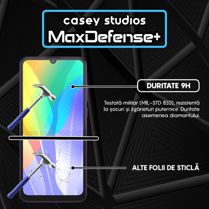 Folie Sticla MaxDefense+ - Huawei Honor 9A/Huawei Y6p - Negru
