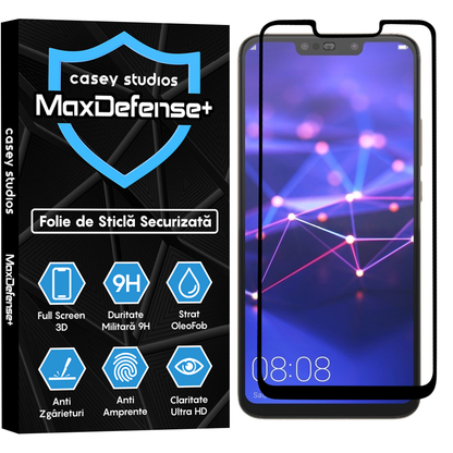Folie Sticla MaxDefense+ - Huawei Mate 20 Lite/Nova 3/Nova 3i/P Smart Plus - Negru