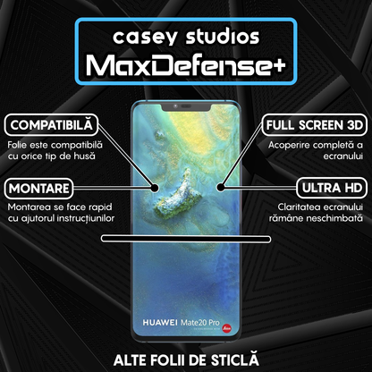 Folie Sticla MaxDefense+ - Huawei Mate 20 Pro - Negru