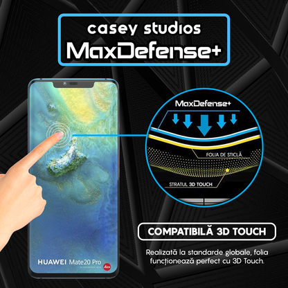 Folie Sticla MaxDefense+ - Huawei Mate 20 Pro - Negru